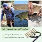 Fire Starter Survival Tool, Ferro Rod Fire Starter Kit & Backpacking Multitool, Fire Starter Survival (Green, Length:3.15"(8cm) Diameter:1/3"(8mm))