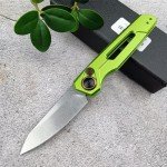 Generic 6.7in EDC Pocket Folding Knife, Assisted Button lock knife Knife for Men, 8Cr13Mov Blade, Aviation Aluminum Green Handle with Belt Clip, Portable for Camping Survival
