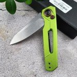 Generic 6.7in EDC Pocket Folding Knife, Assisted Button lock knife Knife for Men, 8Cr13Mov Blade, Aviation Aluminum Green Handle with Belt Clip, Portable for Camping Survival