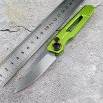 Generic 6.7in EDC Pocket Folding Knife, Assisted Button lock knife Knife for Men, 8Cr13Mov Blade, Aviation Aluminum Green Handle with Belt Clip, Portable for Camping Survival