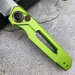 Generic 6.7in EDC Pocket Folding Knife, Assisted Button lock knife Knife for Men, 8Cr13Mov Blade, Aviation Aluminum Green Handle with Belt Clip, Portable for Camping Survival