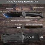 HX OUTDOORS Extra Sharp Bushcraft Knife with Fire Starter, Premium D2 Steel Fixed Blade Survival Camping Knife with Plastic Sheath for Outdoor, Hiking, Backpacking(Black)