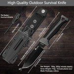 HX OUTDOORS Extra Sharp Bushcraft Knife with Fire Starter, Premium D2 Steel Fixed Blade Survival Camping Knife with Plastic Sheath for Outdoor, Hiking, Backpacking(Black)