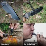 HX OUTDOORS Extra Sharp Bushcraft Knife with Fire Starter, Premium D2 Steel Fixed Blade Survival Camping Knife with Plastic Sheath for Outdoor, Hiking, Backpacking(Black)