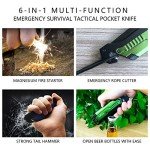 ALBATROSS Professional 6-in-1 Tactical Folding Knife - Survival Multi-Tool with LED Flashlight, Glass Breaker, Fire Starter, Seatbelt cutter - EDC Pocket Knife for Camping, Hunting & Emergency (Green)
