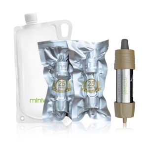 Miniwell L630 Portable Water Filter with Upgraded Vacuum Packaging - 25 Year Storage, Long Lasting and Versatile Usage Options, 2 Pack Filter and 1L Bottles