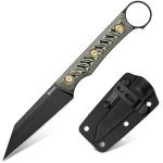 NedFoss RAVEN EDC Fixed Blade Knife with Sheath, 3.4" 14C28N Steel Hunting Knife with G10 Handle, Camping Fixed Blade Small EDC Knives for Hiking, Survival