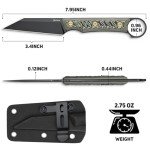 NedFoss RAVEN EDC Fixed Blade Knife with Sheath, 3.4" 14C28N Steel Hunting Knife with G10 Handle, Camping Fixed Blade Small EDC Knives for Hiking, Survival