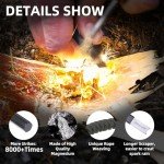 NESAYVER Fire Starter Survival Tool,6 x1/2 in Thick Hexagon Ferro Rod Fire Striker Kit with Paracord Lanyard for Hiking, Camping, Emergency Flint and Steel Up to 20000 Strikes, Tinder Rope Green