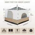 REDCAMP Canopy Camping Tent for Pop Up Canopy Tent, Inner Tent with Mesh Window, Converts Straight Leg 10'x10' or 10'x20' Canopy into Camping Tent, Fits 4-6 Person, Khaki(Frame/Shelter NOT Included)