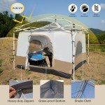 REDCAMP Canopy Camping Tent for Pop Up Canopy Tent, Inner Tent with Mesh Window, Converts Straight Leg 10'x10' or 10'x20' Canopy into Camping Tent, Fits 4-6 Person, Khaki(Frame/Shelter NOT Included)