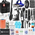 GPUSFAK Emergency Survival Kit, Camping First Aid Survival Kit with Molle Pouch for Earthquake Preparedness Outdoor Adventure, Black