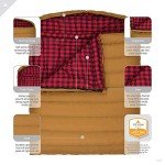 TETON Sports Canvas Mammoth Queen-Size Double Sleeping Bag; Warm and Comfortable for Family Camping , Brown Canvas, 94" x 62"