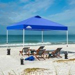 EAGLE PEAK Pop Up Canopy Tent with Wheeled Carry Bag, 8 Stakes, 4 Ropes, 4 Weight Bags, Easy Set Up Tent Canopy, 10x10 ft, 100sqft of Shade, Blue