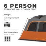 CORE 6 Person Straight Wall Cabin Tent | Portable Camp Tent with Carry Bag for Outdoor Car Camping | Included Gear Loft Organizer for Camping Accessories