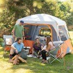 CORE 6 Person Straight Wall Cabin Tent | Portable Camp Tent with Carry Bag for Outdoor Car Camping | Included Gear Loft Organizer for Camping Accessories