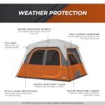 CORE 6 Person Straight Wall Cabin Tent | Portable Camp Tent with Carry Bag for Outdoor Car Camping | Included Gear Loft Organizer for Camping Accessories