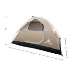 4 Person Camping Tent - Water-Resistant Family Tent for Camping with Removable Rain Fly, Storage Pocket, and Carrying Bag by Wakeman Outdoors (Tan)