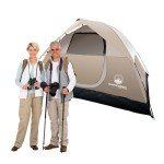 4 Person Camping Tent - Water-Resistant Family Tent for Camping with Removable Rain Fly, Storage Pocket, and Carrying Bag by Wakeman Outdoors (Tan)