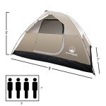 4 Person Camping Tent - Water-Resistant Family Tent for Camping with Removable Rain Fly, Storage Pocket, and Carrying Bag by Wakeman Outdoors (Tan)