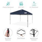 Best Choice Products 10x10ft 1-Person Setup Pop Up Canopy Tent Instant Portable Shelter w/ 1-Button Push, Case, 4 Weight Bags - Blue