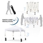 Yaheetech 10x10 Pop Up Canopy Tent with Vent, Easy Set Up Tent, Instant Sun Shelter Canopy with Wheeled Bag, 4 Sandbags, 12 Stakes & 4 Ropes, for Parties, Beach, Outdoor, White