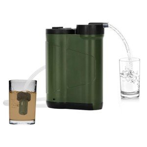 Portable Electric Water Filter with Features 0.01-Micron 5-Stage Filtration, Emergency Light, USB Charging, Compass. Electric Water Filter Ideal for Short Outdoor Trips, Camping