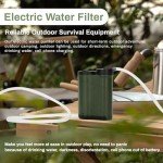 Portable Electric Water Filter with Features 0.01-Micron 5-Stage Filtration, Emergency Light, USB Charging, Compass. Electric Water Filter Ideal for Short Outdoor Trips, Camping