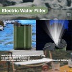 Portable Electric Water Filter with Features 0.01-Micron 5-Stage Filtration, Emergency Light, USB Charging, Compass. Electric Water Filter Ideal for Short Outdoor Trips, Camping