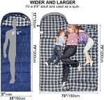REDCAMP Cotton Flannel Sleeping Bag for Adults, XL 32F Comfortable, Envelope with Compression Sack Blue 2lbs(95"x35")