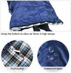 REDCAMP Cotton Flannel Sleeping Bag for Adults, XL 32F Comfortable, Envelope with Compression Sack Blue 2lbs(95"x35")