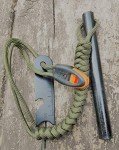 FOSTAR 5 Inch Emergency Weatherproof Flint Ferrocerium Rod Fire Starter, with Whistle, Steel Multitool Striker Paracord Lanyard Handle Survival Ferro Rod Kit