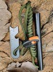 FOSTAR 5 Inch Emergency Weatherproof Flint Ferrocerium Rod Fire Starter, with Whistle, Steel Multitool Striker Paracord Lanyard Handle Survival Ferro Rod Kit