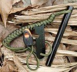 FOSTAR 5 Inch Emergency Weatherproof Flint Ferrocerium Rod Fire Starter, with Whistle, Steel Multitool Striker Paracord Lanyard Handle Survival Ferro Rod Kit