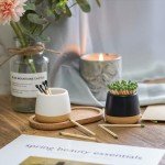 FreeJac Set of 2 Ceramic Match Holder with Striker - Match Container With Wooden Tray Matchstick Holder for Kitchen Bathroom Candle Parlor Modern Home Decor - MATCHES NOT INCLUDED