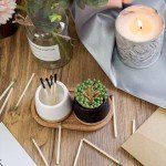 FreeJac Set of 2 Ceramic Match Holder with Striker - Match Container With Wooden Tray Matchstick Holder for Kitchen Bathroom Candle Parlor Modern Home Decor - MATCHES NOT INCLUDED