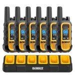 DEWALT DXFRS300 1 Watt Heavy Duty Walkie Talkies - Waterproof, Shock Resistant, Long Range & Rechargeable Two-Way Radio with VOX (6 Pack w/Gang Charger) (DXFRS300-BCH6)