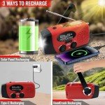 7400mWh Weather Emergency Radio, Portable SolarHand Crank Radios, Type-C USB Charge AM/FM/NOAA Radio 1W LED Flashlight 2000mAh Battery Powered Phone Charger, SOS Function for Emergencies