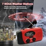 7400mWh Weather Emergency Radio, Portable SolarHand Crank Radios, Type-C USB Charge AM/FM/NOAA Radio 1W LED Flashlight 2000mAh Battery Powered Phone Charger, SOS Function for Emergencies