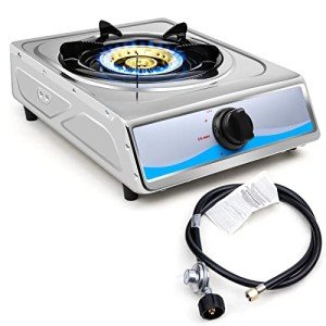 Propane Gas Cooktop,Single Burner Gas Stove Stainless Steel Portable Gas Stove,Auto Ignition Camping Single Burner LPGfor RV, Apartments, Outdoor