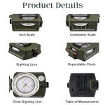 Aosdc Compass Hiking Compass - Navigation, Pocket, Waterproof, Shockproof, Military - Hiking, Climbing, Biking, Exploring, Geology, Outdoor Activities