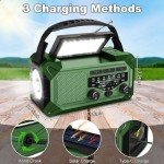 10000mAh Emergency Weather Radio with Solar Charging, Hand Crank Solar Portable AM/FM/NOAA Radio LED Flashlight Reading Lamp Compass Phone Charger SOS Alarm for Outdoor Camping