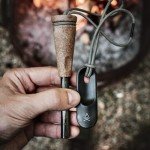 überleben Zünden PRO Ferro Rod Fire Starter for Survival – Up to 15,000 Strikes, 3/8" Thick Fire Steel with Striker – Waterproof Camping Flint and Steel with Wood Handle and Lanyard (Natural)
