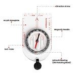 Boy Scout Compass for Kids | Orienteering Compass - Liquid Filled Compass - Camping Compass - Kids Compass - Map Compass Waterproof & Lightweight Small Survival Hiking Compass Mini Camping Compass
