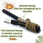 The Bear Essentials 6" x 1/2" Large Ferro Rod & Tungsten Striker - Fire Starter Survival Kit, Reflective Paracord, Waxed Hemp & Burlap Sack -20,000+ Strikes