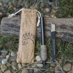The Bear Essentials 6" x 1/2" Large Ferro Rod & Tungsten Striker - Fire Starter Survival Kit, Reflective Paracord, Waxed Hemp & Burlap Sack -20,000+ Strikes