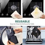 Stove Burner Covers - Gas Stove Protectors Black 0.2mm Double Thickness, Reusable, Non-Stick, Fast Clean Liners for Kitchen/Cooking. Stove top Covers Gas Burners Size 10.6" x 10.6" BPA Free(8 Packs)