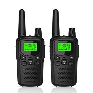 Erelis Long Range Walkie Talkies with 22 FRS Channels, Adults with Lamp, VOX, LCD Display for Outdoor Activities - Black