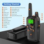 Erelis Long Range Walkie Talkies with 22 FRS Channels, Adults with Lamp, VOX, LCD Display for Outdoor Activities - Black
