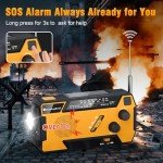 Emergency Crank Weather Radio: AM/FM/NOAA Weather Radio with 3 Built-in Cable - Hand Crank Radio with 2000mAh, Solar Charge, Hand Crank & Battery Operated, SOS Alarm, Flashlight for Outdoor Emergency